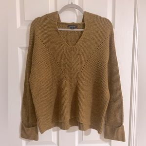 American Eagle Women's Long Sleeve Hoodie Knit Pullover - Mustard/Yellow - Large